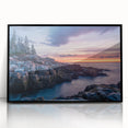 Large abstract wall art depicting Acadia, Maine, in muted earth tones on a framed acrylic.