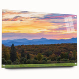 Acrylic print of a Vermont landscape in autumn hues, ideal for dining room decor.