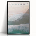 Large abstract wall art on acrylic, featuring swirling blue and gray tones, ideal for modern living room decor.