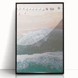 Large abstract wall art on acrylic, featuring swirling blue and gray tones, ideal for modern living room decor.