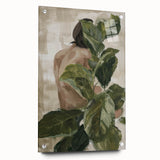 Abstract figurative acrylic artwork displayed from a side view, showcasing vibrant colors and intricate pin details that create a dynamic visual effect. Ideal for modern decor.