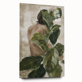 Abstract figurative acrylic artwork displayed in a glass frame, showcasing vibrant colors and dynamic shapes from a side view, perfect for modern decor.