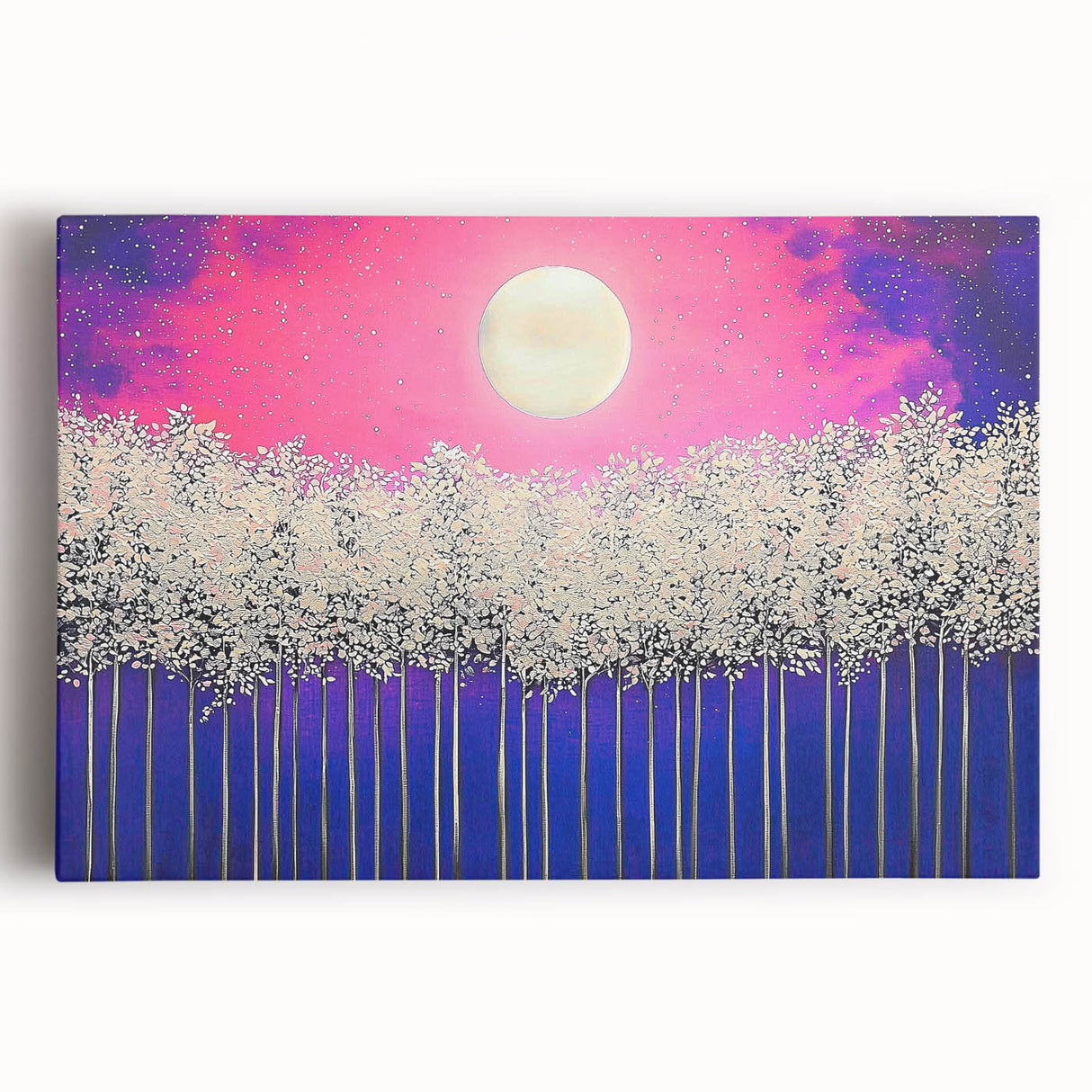 Abstract landscape stretched canvas art showcasing vibrant shades of blue and green, depicting a serene nature scene with soft, flowing shapes, perfect for modern home decor.