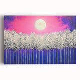 Abstract landscape stretched canvas art showcasing vibrant shades of blue and green, depicting a serene nature scene with soft, flowing shapes, perfect for modern home decor.