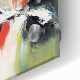 Large Abstract Wall Art – Red, Black & Olive Green Expressionist Canvas