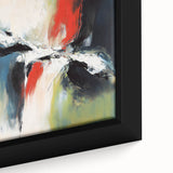 Large Abstract Wall Art – Red, Black & Olive Green Expressionist Canvas