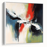 Large Abstract Wall Art – Red, Black & Olive Green Expressionist Canvas
