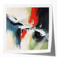 Large Abstract Wall Art – Red, Black & Olive Green Expressionist Canvas