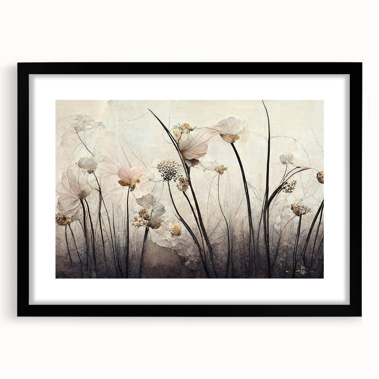 Elegant Floral Living Room Wall Art – Modern Canvas & Framed Print