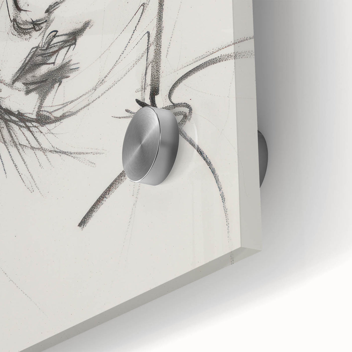 Abstract figurative acrylic artwork displayed on glass, showcasing vibrant hues and intricate brushwork, perfect for modern home decor. This close-up captures the depth and texture of the piece, highlighting its artistic flair and visual impact.