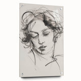 Abstract figurative acrylic artwork displayed in a glass frame, showcasing vibrant colors and intricate pin details, ideal for modern home décor.