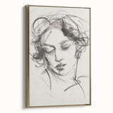 Framed abstract figurative artwork in gold, showcasing an elegant side view. Perfect for modern decor, this piece adds sophistication to any space.