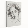 Abstract figurative stretched canvas artwork showcasing vibrant colors and dynamic shapes, displayed in a side view, perfect for modern home decor.