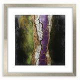 Abstract floral frame with a silver mat, showcasing vibrant flower patterns and intricate details, perfect for home decor or art display. Ideal for adding elegance to any interior space.