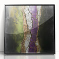 Framed abstract floral artwork in black acrylic, showcasing vibrant colors and intricate details, perfect for modern home decor and stylish interiors.