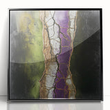 Framed abstract floral artwork in black acrylic, showcasing vibrant colors and intricate details, perfect for modern home decor and stylish interiors.