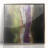 Framed acrylic artwork showcasing abstract florals in vibrant gold hues, elegantly displayed with a modern design, perfect for contemporary home decor.