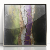 Framed acrylic artwork showcasing abstract floral designs in vibrant colors with a sleek silver frame, ideal for modern home decor and aesthetic enhancement.