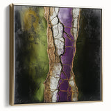 Framed abstract floral canvas art in silver and gold hues, showcasing intricate designs and textures that enhance modern decor. Perfect for living spaces.