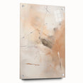 Abstract minimalist wall art design displayed in a modern setting, showcasing vibrant colors and geometric shapes on acrylic glass with pins for mounting, perfect for contemporary decor.