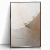 Framed abstract minimalist wall art featuring a sleek silver design, displayed from the front view, ideal for modern home decor and aesthetic enhancement.