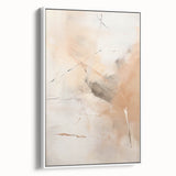 Abstract minimalist wall art in a sleek black frame, showcasing gentle pastel hues against a white background, ideal for modern home decor.