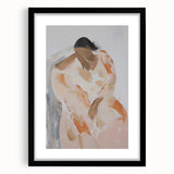 Abstract figurative art frame in black with a mat, showcasing a modern design. Ideal for contemporary decor, enhancing any living space or gallery.