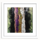 Abstract floral frame artwork with a white mat, showcasing vibrant colors and intricate designs, ideal for home decor or gallery displays. This piece adds elegance and a touch of nature to any interior space.