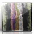 Framed acrylic artwork displaying vibrant abstract floral designs in shades of blue and pink, set against a sleek black frame, ideal for modern home decor.
