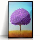 Framed acrylic artwork showcasing a vibrant abstract landscape in shades of blue, green, and black, perfect for modern home decor and art enthusiasts.