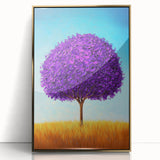 Framed abstract landscape artwork with a gold acrylic front, showcasing vibrant colors and modern design, ideal for contemporary home decor.