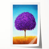 Abstract landscape print showcasing vibrant colors and fluid shapes, rolled for easy shipping in a protective tube, perfect for modern home decor.