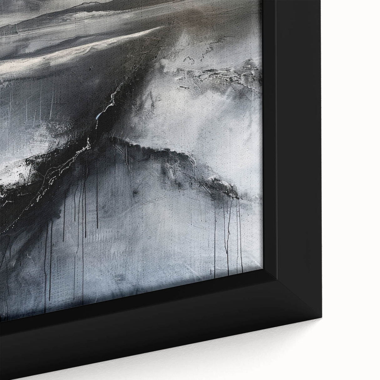 Close-up of an abstract minimalist wall art framed canvas showcasing soft pastel colors, geometric shapes, and a textured surface, ideal for modern decor.