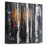 Abstract floral acrylic artwork displayed in a glass frame, showcasing vibrant colors and intricate designs, perfect for modern home decor. The side view highlights the frame's sleek edges, enhancing its contemporary aesthetic.