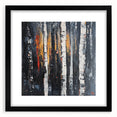 Abstract floral frame artwork with a sleek black mat, showcasing vibrant colors and intricate designs, perfect for modern home decor or office spaces.