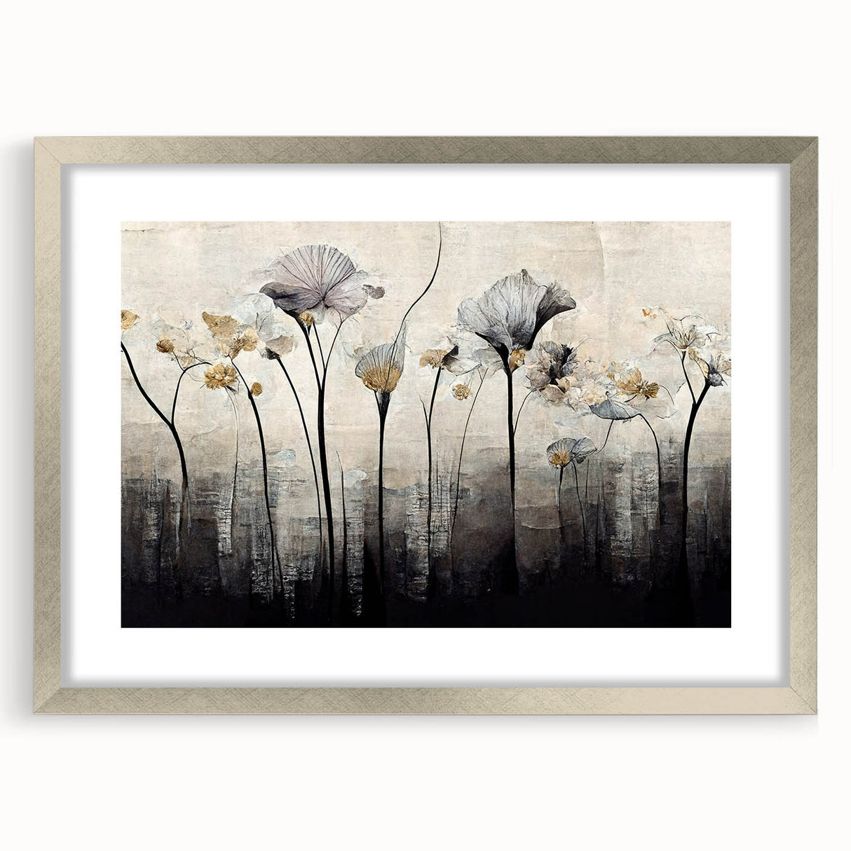 Minimalist Floral Living Room Wall Art – Modern Canvas & Framed Print