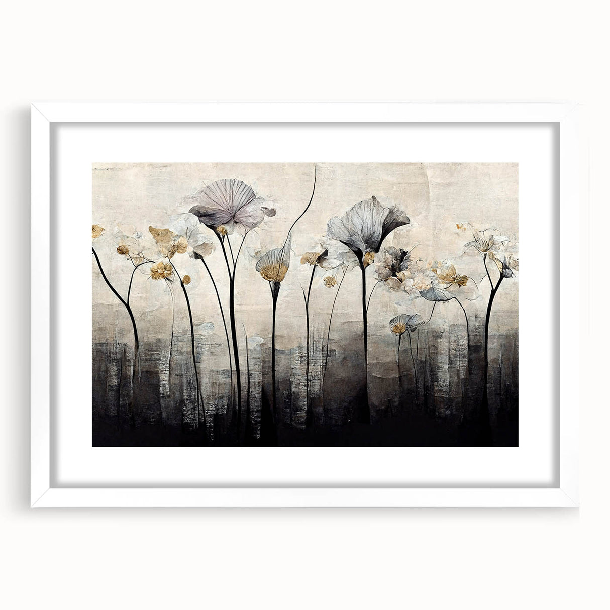 Minimalist Floral Living Room Wall Art – Modern Canvas & Framed Print