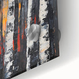 Close-up of vibrant abstract floral acrylic artwork on glass, showcasing intricate brushwork and vivid colors, perfect for modern home decor.