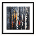 Abstract floral frame with a sleek black mat, showcasing a vibrant, colorful design perfect for modern decor. Ideal for enhancing living spaces or galleries.