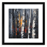 Abstract floral frame with a sleek black mat, showcasing a vibrant, colorful design perfect for modern decor. Ideal for enhancing living spaces or galleries.