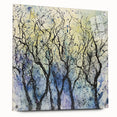 Abstract floral acrylic wall art design displayed from a side view, showcasing vibrant colors and intricate details, secured with decorative pins for an artistic touch.