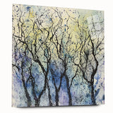 Abstract floral acrylic glass artwork displayed from a side view, showcasing vibrant colors and intricate designs, perfect for modern home decor.