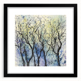 Abstract floral frame with a matte black finish, showcasing vibrant colors and intricate designs, perfect for modern home decor or art display. Ideal for adding elegance to any room.