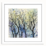 Abstract floral frame artwork with a white mat, showcasing a vibrant, colorful design ideal for modern home decor. Perfect for enhancing living spaces or galleries.