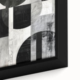 Close-up of framed minimalist abstract wall art showcasing soft pastel colors and geometric shapes, perfect for modern home decor and artistic ambiance.