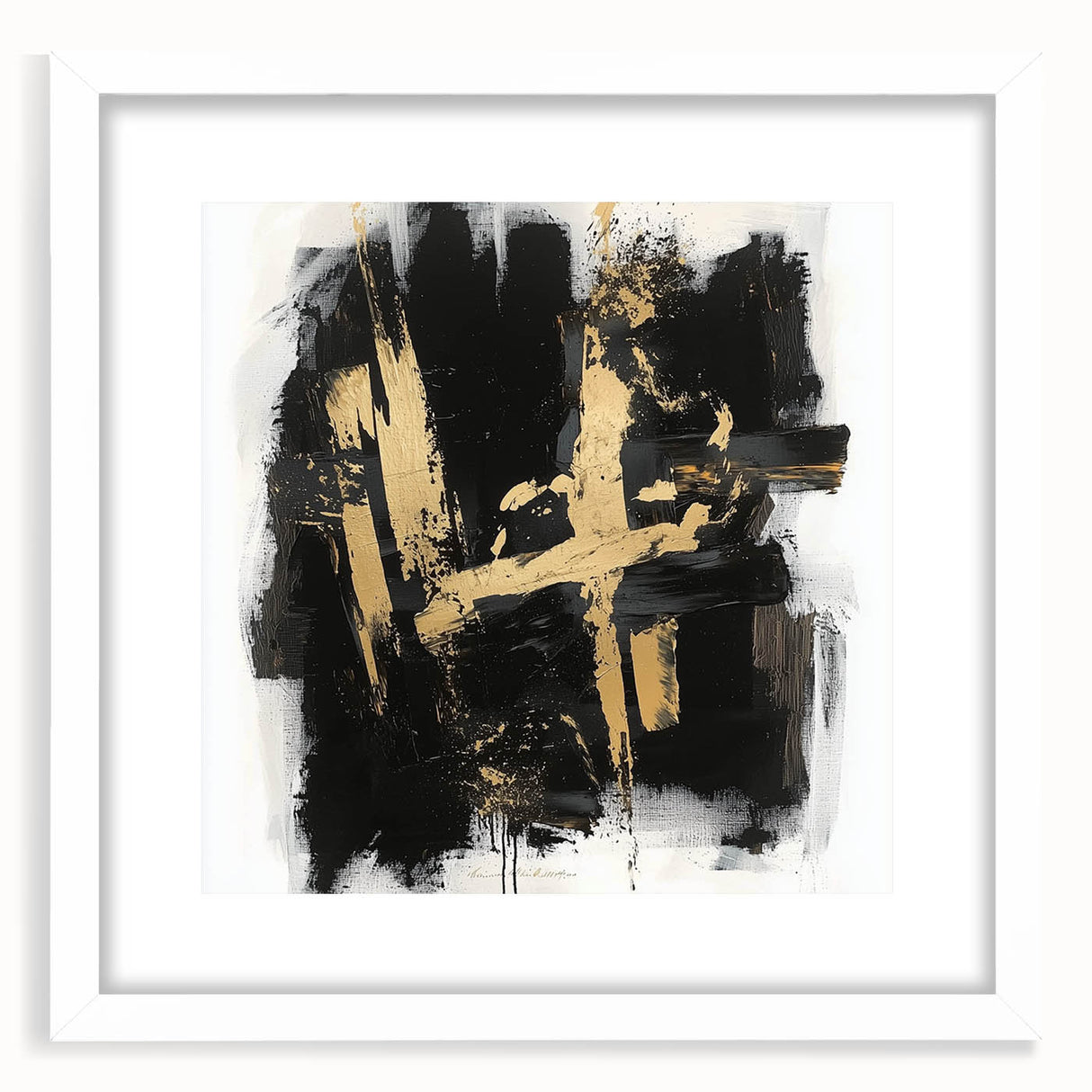 Urban Chic Modern Abstract Wall Art – Black & Gold Canvas Print