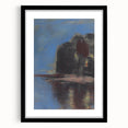 Modern Wall Art - Atmospheric Blue Lake under Black Rock for Tranquil Decor