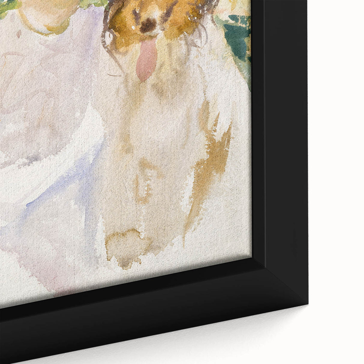 Romanticism Art: Woman with Collie - Famous Watercolor by John Sargent