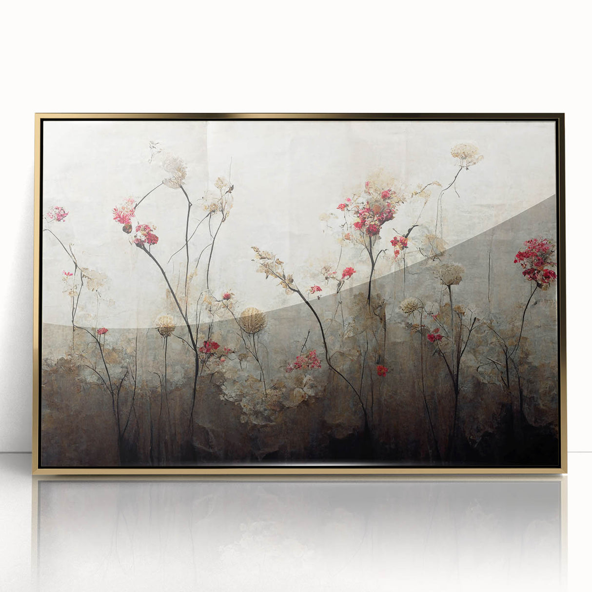 Abstract Floral Canvas Wall Art – Large Framed Art for Living Room