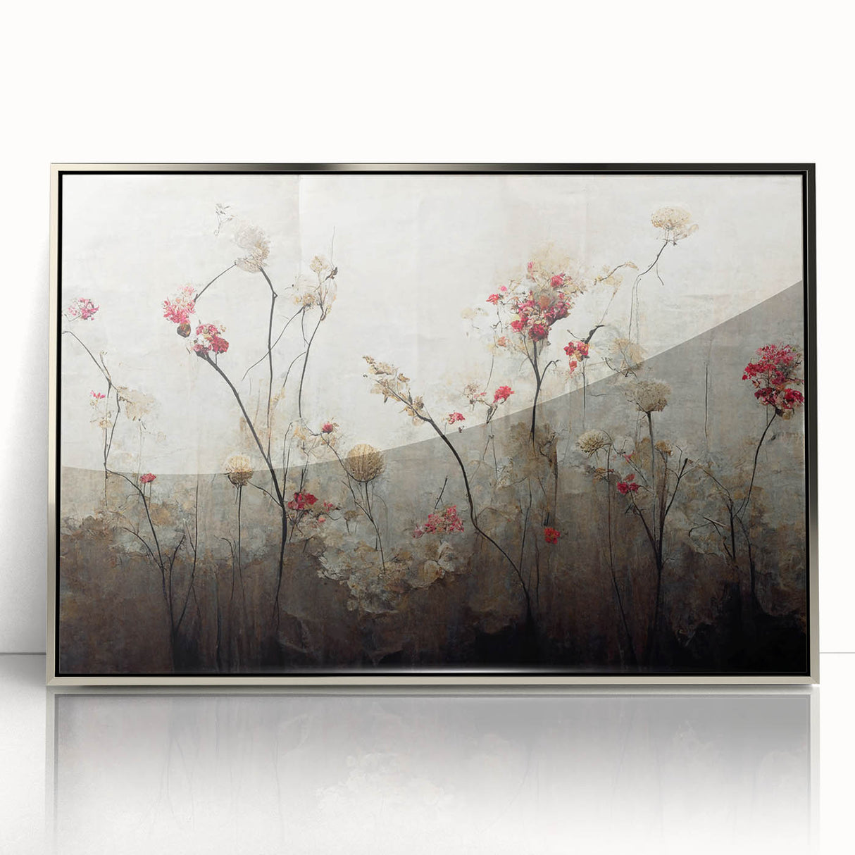 Abstract Floral Canvas Wall Art – Large Framed Art for Living Room